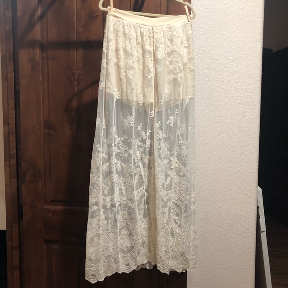 sheer lace maxi skirt